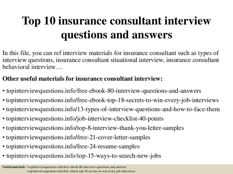questions interview insurance